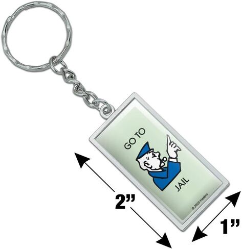 Monopoly Go To Jail Rectangle Keychain in Chrome Plated Metal in Kuwait