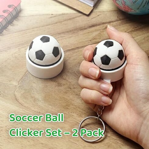 Soccer Clicker Fidget Keychain - Mini Stress Relief Fidget Toy with Crisp Click Sound, Portable Silicone Fidget Keychain for Adults, Ideal for Sports Fans, Students, Office Workers. in Saudi Arabia