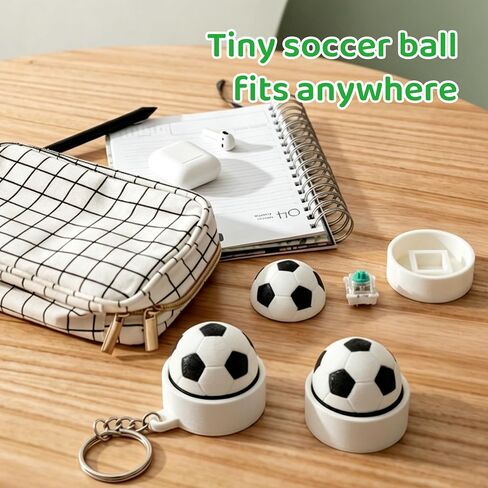 Soccer Clicker Fidget Keychain - Mini Stress Relief Fidget Toy with Crisp Click Sound, Portable Silicone Fidget Keychain for Adults, Ideal for Sports Fans, Students, Office Workers. in Saudi Arabia