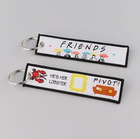 Friends Umbrellas Intro Title Logo Chandler Bing Matthew Perry Comedy TV Show Joey Rachel Ross Monica Phoebe Pivot Couch He's Her Lobster Painting Frame Door Keychain Key Tag Chain Fob Ring in Kuwait