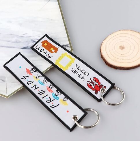 Friends Umbrellas Intro Title Logo Chandler Bing Matthew Perry Comedy TV Show Joey Rachel Ross Monica Phoebe Pivot Couch He's Her Lobster Painting Frame Door Keychain Key Tag Chain Fob Ring in Kuwait
