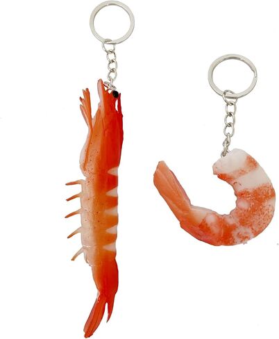2Pcs Shrimp Keychains Imitation Food Keyring Key Chains for Bag Purse Funny Accessories in Saudi Arabia