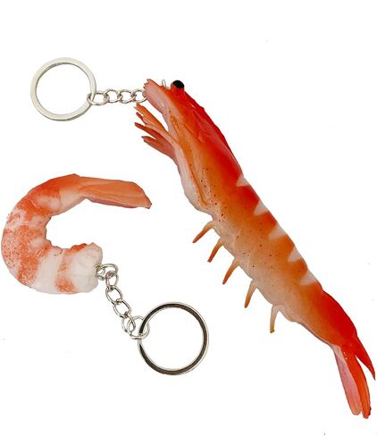 2Pcs Shrimp Keychains Imitation Food Keyring Key Chains for Bag Purse Funny Accessories in Saudi Arabia
