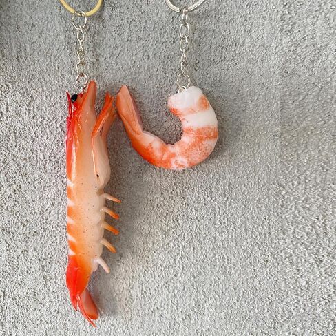 2Pcs Shrimp Keychains Imitation Food Keyring Key Chains for Bag Purse Funny Accessories in Saudi Arabia