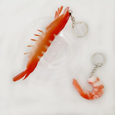 2Pcs Shrimp Keychains Imitation Food Keyring Key Chains for Bag Purse Funny Accessories in Saudi Arabia