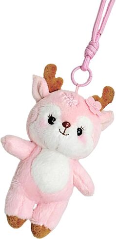 Pink Sakura Deer Plush Keychain, Cute Bag Charm for Women, Animal Lovers, Purses, Keys, Birthday Gift in Saudi Arabia