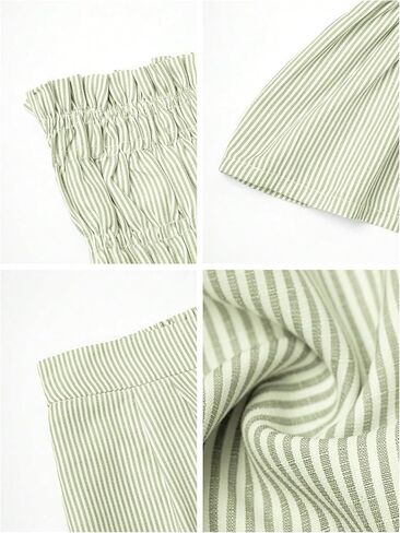 SweatyRocks Women's 2 Piece Vacation Outfits Striped Ruffle Hem Tube Top and Shorts Set Summer in Saudi Arabia