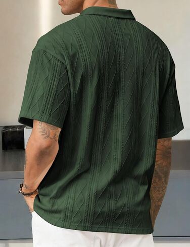Dokotoo Men Mens Casual Knit Polo Shirt Button Down Stretchy Jacquard Textured Golf Shirts Loose Fit Summer Daily Top in Saudi Arabia