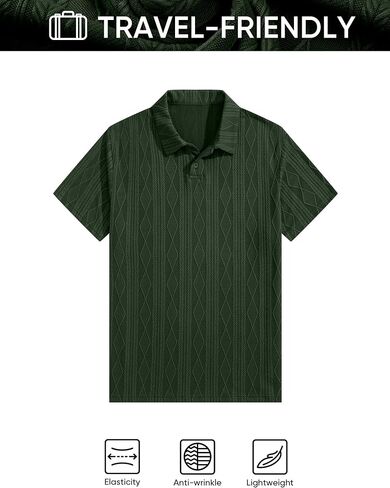 Dokotoo Men Mens Casual Knit Polo Shirt Button Down Stretchy Jacquard Textured Golf Shirts Loose Fit Summer Daily Top in Saudi Arabia