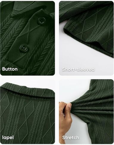 Dokotoo Men Mens Casual Knit Polo Shirt Button Down Stretchy Jacquard Textured Golf Shirts Loose Fit Summer Daily Top in Saudi Arabia
