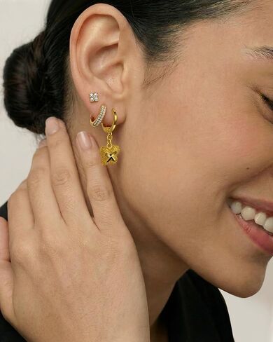 O.RIYA 14K Gold Plated Hypoallergenic Earrings for Women - 3 Pairs Huggie Small Hoops & Dainty Stud Earrings Set, Stackable Cartilage Earrings for Multiple Piercings, Lightweight Gold Jewelry Set Trendy Everyday Jewelry, Gift for Women in Saudi Arabia