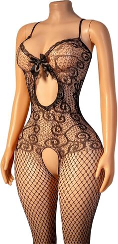 Womens Fishnet Bodystocking Mesh Bodysuit One Piece See-through Fishnet Jumpsuit Sheer Lingerie Dress Clubwear in Saudi Arabia