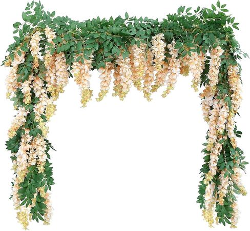 1pc/2pcs Encrypted Flower Vine Wisteria Artificial Flowers Garland,White Wisteria Hanging Flowers Flower Garland Decorations for Home Garden Outdoor Ceremony Wedding Arch Decoration (Blue, 2pcs) in Saudi Arabia