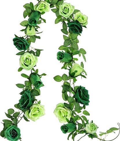 GREENTIME 2Pack Mixed Blue Artificial Rose Flower Garland 13FT Fake Rose Vine for Table Wall Home Stairs Fireplace Mirror Decor Wedding Graduation Father's Day Party Decorations in Saudi Arabia