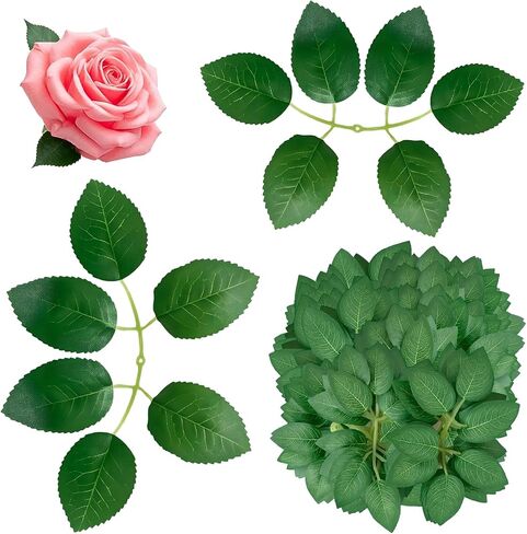 100 Pcs Rose Leaves Artificial Leaves Fake Leaves Plastic Greenery Bulk Faux for DIY Bouquets Wedding Centerpieces Table Scatter Hojas Verdes Artificiales Para Decoracion Little Leaf Home Party Decor in Saudi Arabia