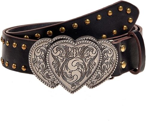 Bounzhi Western Leather Belt for Women Heart Buckle Jeans Belt Vintage Ladies Waist Belt Cowgirls Belt in Saudi Arabia