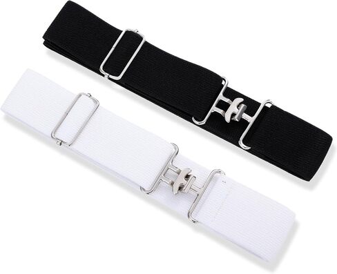 2PCS Elastic Equestrian Belt for Women, 1.5 Inch Adjustable Horse Riding Belt for Equestrians Gifts, Horse Bit Belts Strap with Buckle for Horseback Riding Sports White and Black in Saudi Arabia