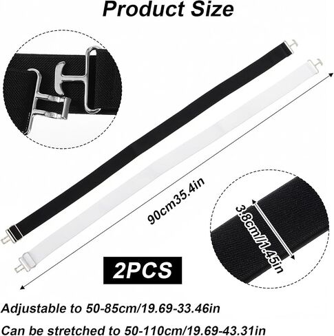 2PCS Elastic Equestrian Belt for Women, 1.5 Inch Adjustable Horse Riding Belt for Equestrians Gifts, Horse Bit Belts Strap with Buckle for Horseback Riding Sports White and Black in Saudi Arabia