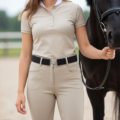2PCS Elastic Equestrian Belt for Women, 1.5 Inch Adjustable Horse Riding Belt for Equestrians Gifts, Horse Bit Belts Strap with Buckle for Horseback Riding Sports White and Black in Saudi Arabia