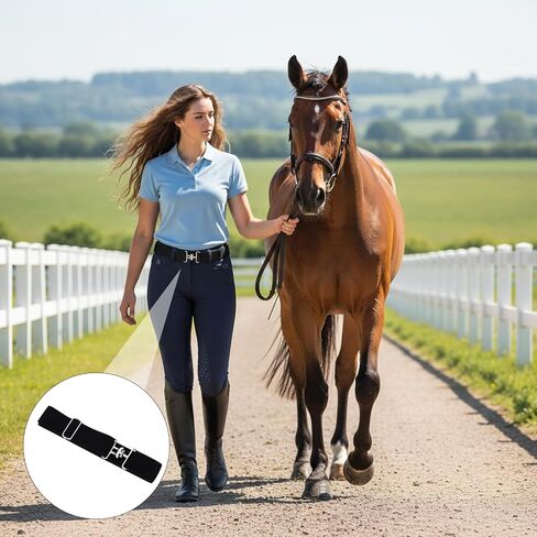 2PCS Elastic Equestrian Belt for Women, 1.5 Inch Adjustable Horse Riding Belt for Equestrians Gifts, Horse Bit Belts Strap with Buckle for Horseback Riding Sports White and Black in Saudi Arabia