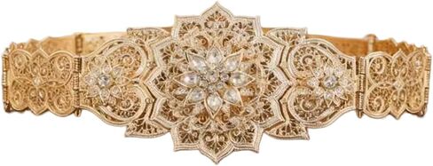 Traditional Carved Floral Waist Belt Belly Chain for Dress Belt for Women Waist Chain Wedding Accessories Elegant Crystal Wai in Saudi Arabia