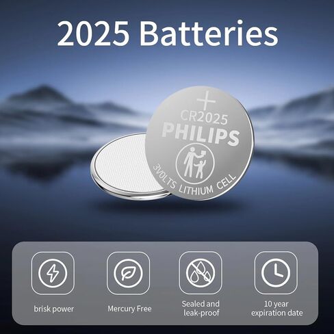فيليبس CR2025 بطارية 20 حزمة، 3 فولت بطارية خلية عملة ليثيوم طويلة الأمد CR 2025 بطاريات 10 سنوات العمر الافتراضي لجهاز التحكم عن بعد مفتاح السيارة، الساعات. in Kuwait