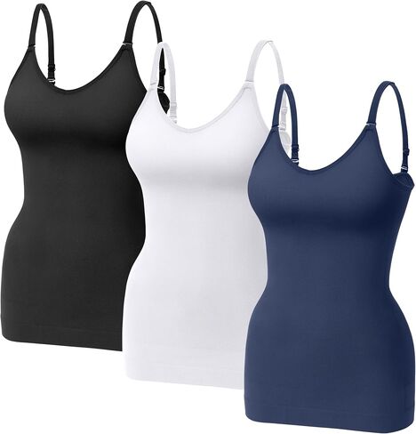 KIKIMINK Womens Shapewear Tank Tops Tummy Control Seamless V-Neck Spaghetti Strap Body Shaper Compression Slimming Camisole in Saudi Arabia