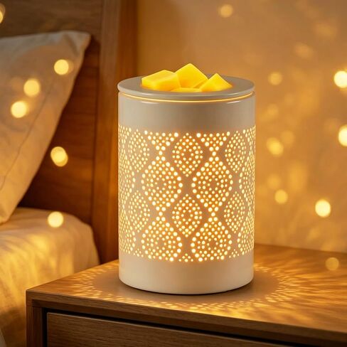 Dialan's Wax Melt Warmer Ceramic Electric Candle Warmer Lamp for Scented Melts Wax Burner Fragrance Wax Melter for Home Office Bedroom Decor Gift for Mom Women - Flower Pattern in Saudi Arabia