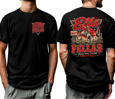 Ella Fella Club Tee, Ellas Fellas Cowby Club Comfort Shirt, Western Whiskey T-Shirt, Country Concert Fan Outfit Multi Color in Kuwait