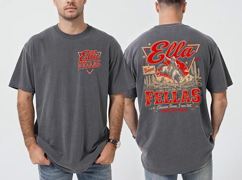 Ella Fella Club Tee, Ellas Fellas Cowby Club Comfort Shirt, Western Whiskey T-Shirt, Country Concert Fan Outfit Multi Color in Kuwait