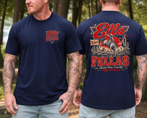 Ella Fella Club Tee, Ellas Fellas Cowby Club Comfort Shirt, Western Whiskey T-Shirt, Country Concert Fan Outfit Multi Color in Kuwait