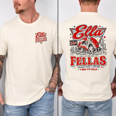 Ella Fella Club Tee, Ellas Fellas Cowby Club Comfort Shirt, Western Whiskey T-Shirt, Country Concert Fan Outfit Multi Color in Kuwait