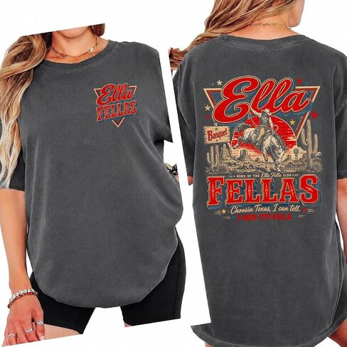 Ella Fella Club Tee, Ellas Fellas Cowby Club Comfort Shirt, Western Whiskey T-Shirt, Country Concert Fan Outfit Multi Color in Kuwait