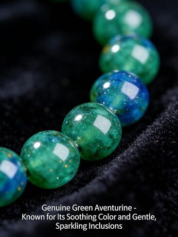 Green Aventurine Crystal Bracelets for Women, Natural Stone Handmade Beaded Bracelet for Good Luck Wealth Prosperity, Chakra Healing Gemstone, Stretch Elastic Yoga Friendship Gift in Kuwait