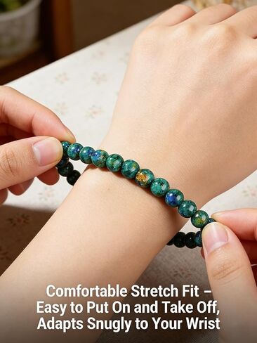 Green Aventurine Crystal Bracelets for Women, Natural Stone Handmade Beaded Bracelet for Good Luck Wealth Prosperity, Chakra Healing Gemstone, Stretch Elastic Yoga Friendship Gift in Kuwait