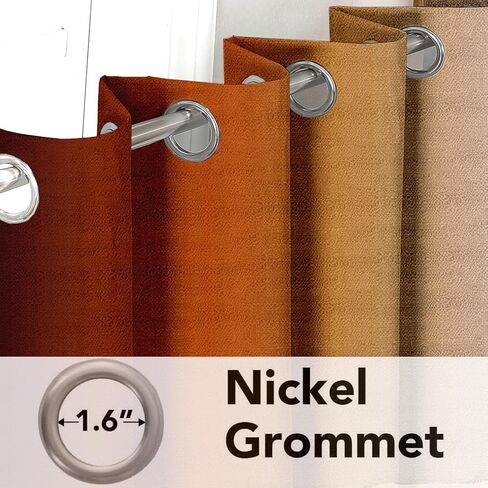 Terracotta Ombre Linen Blackout Curtains for Bedroom 84 Inches Long, Room Darkening Grommet Thermal Insulated Curtains for Living Room, Vintage Boho Burnt Orange Light Blocking Drapes,52Wx84L,2 Panels in Saudi Arabia