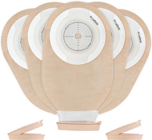 Carbou 20 PCS Colostomy Bags,Ostomy Supplies,One Piece Drainable Ostomy Bag with Clamp Closure for Ileostomy Stoma Care, Ileostomy Supplies,Cut-to-Fit up to 2-1/2" (64 mm) Include 8 Clamps in Saudi Arabia