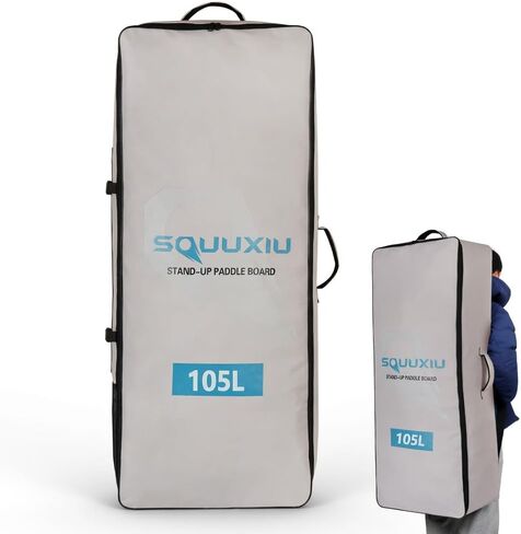 Inflatable Paddleboard Backpack 105L/125L Waterproof with Side Mesh Pocket+ Buckle Strap, SUP Surfboard Bag Oxford Cloth Lightweight Paddle Board Backpack for Surfing Paddleboarding in Kuwait
