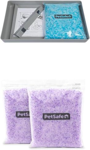 Official PetSafe ScoopFree Complete Reusable Tray - Includes 4.3 lb of Premium Blue Crystal Litter - Compatible with All PetSafe ScoopFree Complete Automatic Self Cleaning Litter Box System in Kuwait