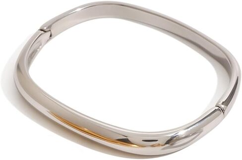 Women Stainless Steel 18K Gold Plated Rectangular Bangle,Gold Silver 2 Colors 316L Stainless Steel Cuff Bracelets,Fashion Jewelry Gifts For Birthday Festivals in Saudi Arabia