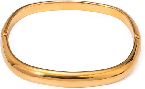 Women Stainless Steel 18K Gold Plated Rectangular Bangle,Gold Silver 2 Colors 316L Stainless Steel Cuff Bracelets,Fashion Jewelry Gifts For Birthday Festivals in Saudi Arabia
