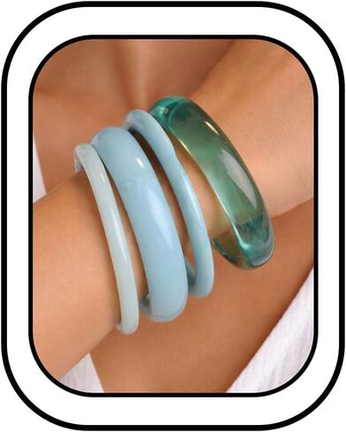 Chunky Acrylic Bangle Bracelets for Women Boho Resin Stackable Bracelet Statement Jade Jewelry Sets Geometric Bracelets jewelry Gifts for Women in Saudi Arabia