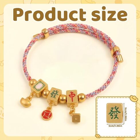 Mahjong Bracelet, Lucky Tile Charm Design ， Elegant Mahjong Bracelets for Women with Adjustable Fit for Daily Wear and Themed Accessory in Saudi Arabia