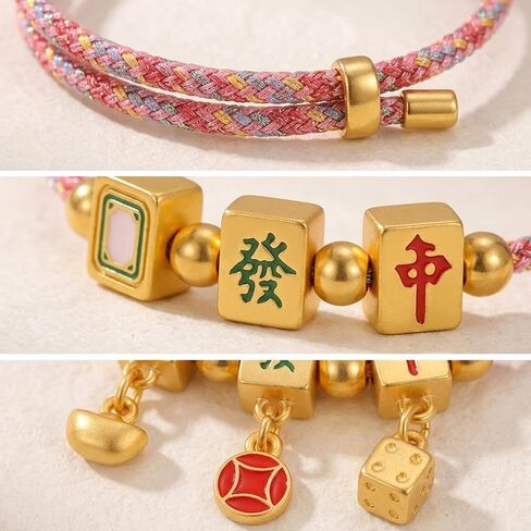Mahjong Bracelet, Lucky Tile Charm Design ， Elegant Mahjong Bracelets for Women with Adjustable Fit for Daily Wear and Themed Accessory in Saudi Arabia