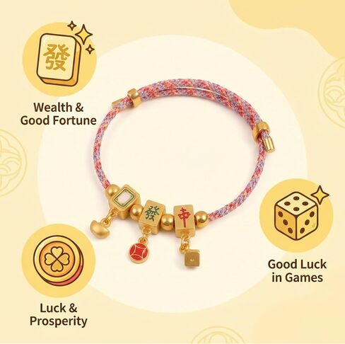 Mahjong Bracelet, Lucky Tile Charm Design ， Elegant Mahjong Bracelets for Women with Adjustable Fit for Daily Wear and Themed Accessory in Saudi Arabia