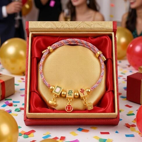 Mahjong Bracelet, Lucky Tile Charm Design ， Elegant Mahjong Bracelets for Women with Adjustable Fit for Daily Wear and Themed Accessory in Saudi Arabia