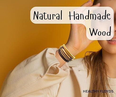 Handmade Dual Color Natural Wooden Bangle Set (3 Pieces) for Women | Natural Wood Joint Bangles Christmas Gift Jewelry for Her | Eco-Friendly Artisan Crafted Gift in Saudi Arabia