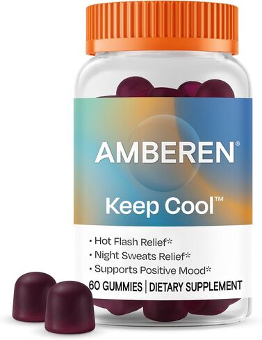 Amberen Keep Cool Menopause Supplement for Women, Feminine Care, with Pycnogenol® to Help Relieve Hot Flashes, Night Sweats and Support Positive Mood, Soy & Hormone Free, 60 Gummies, 30 Day Supply in Saudi Arabia