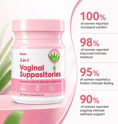 Vaginal Probiotics Suppositories for Women, Lactobacillus, NAC, Sodium Hyaluronate & Aloe Vera– pH Balance & Vaginal Health, Odor & Itch Support, 30 Count in Saudi Arabia