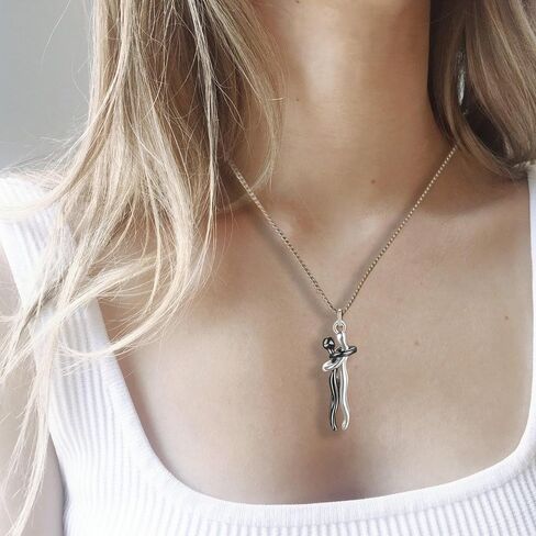 Love Style Hug Necklace Hug Necklace Couples Necklace for Him and Her Stainless Steel Necklace Jewelry Gifts in Saudi Arabia